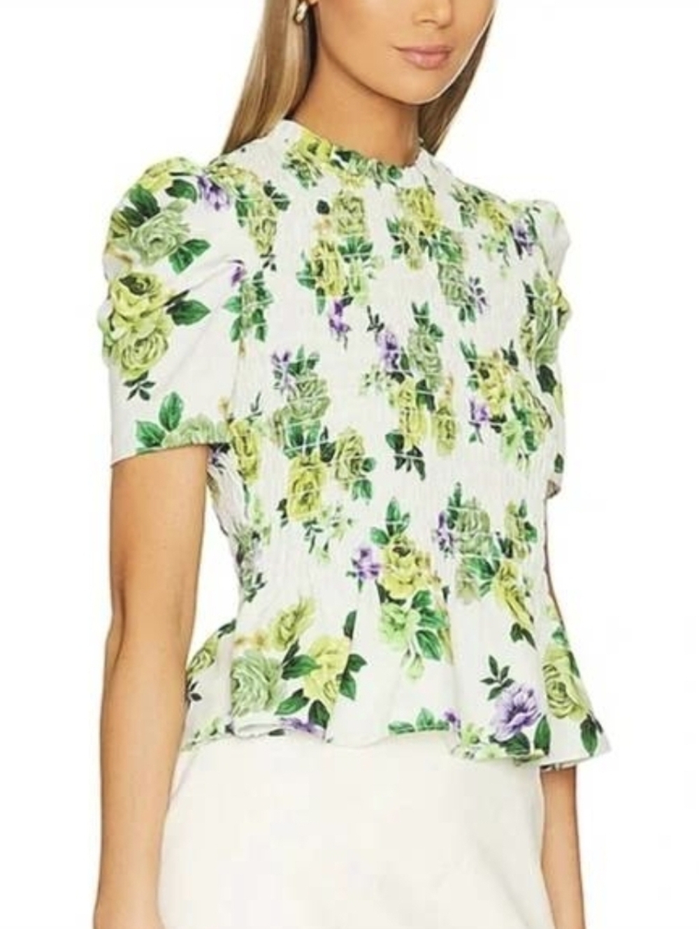 Amanda Uprichard White Floral Top Size Medium Like New